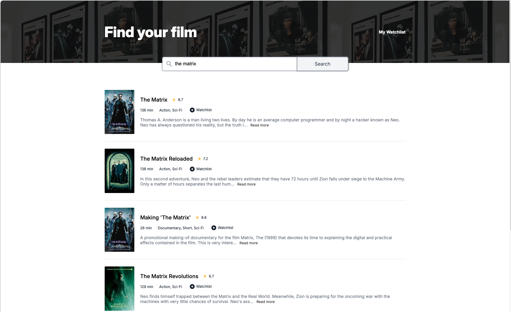 Movie Watchlist project thumbnail